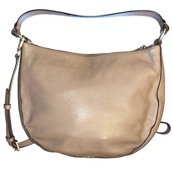 Michael Kors Brooklyn Grommet Leather Taupe Hobo Convertible Bag Authenticated - Picture 6 of 10